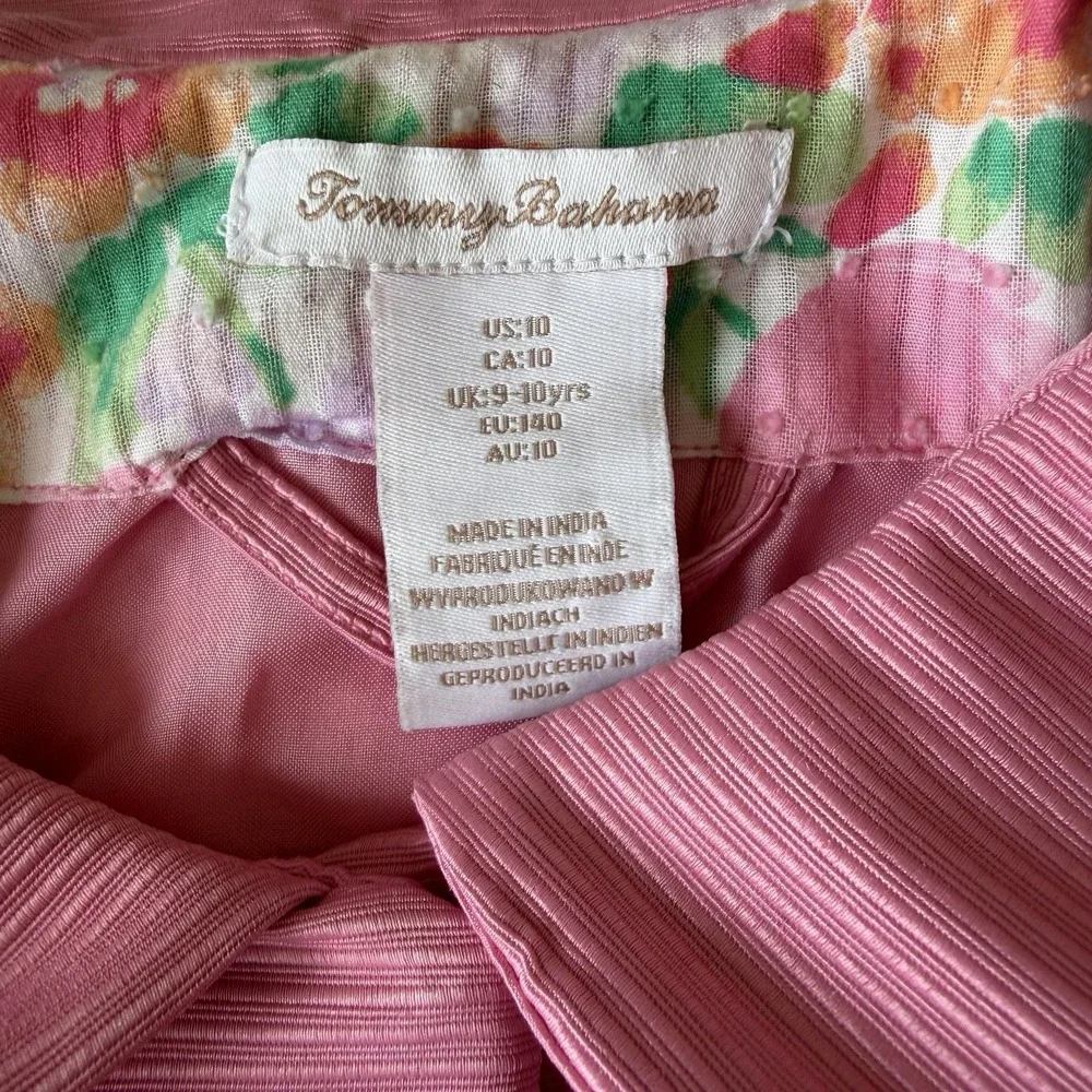 Tommy Bahama Girls Pink Dress Jacket Bow Accents One Button Size 10 Cute Spring